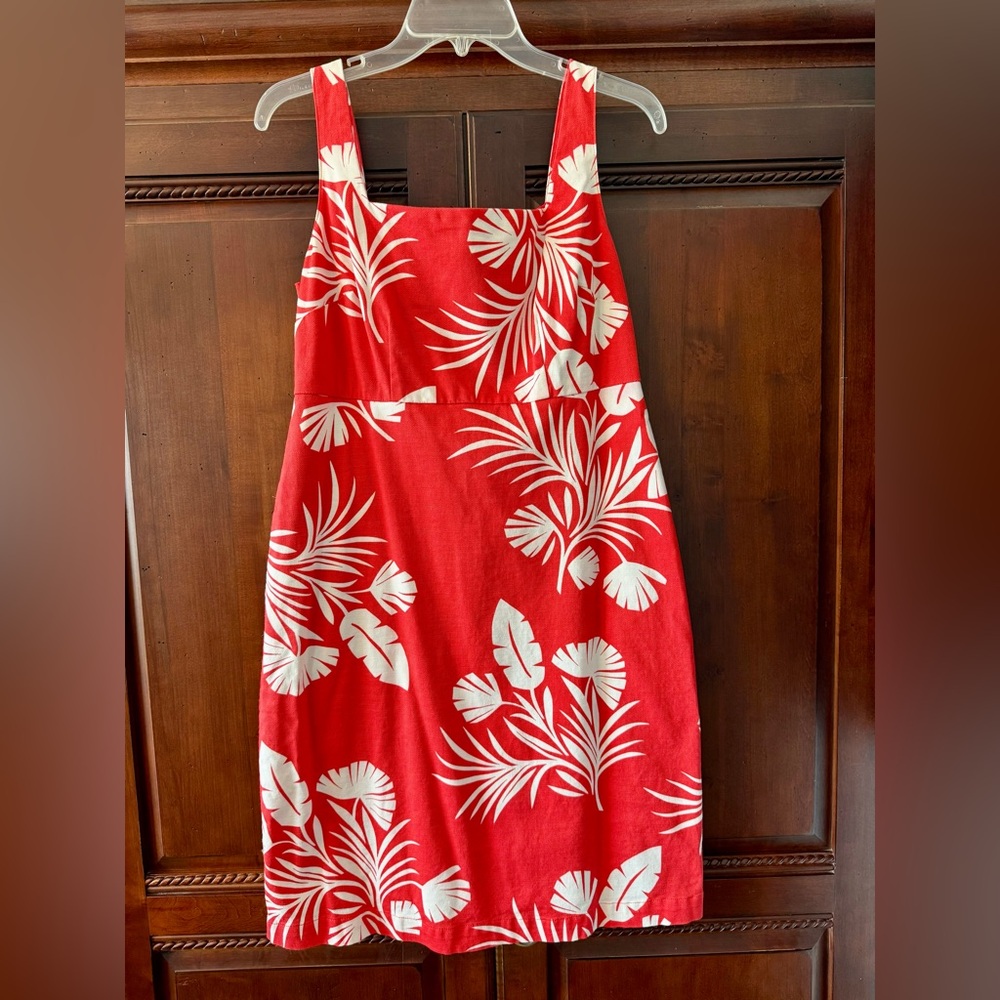 Boden Fire Red and White Floral Women's Pique Dress